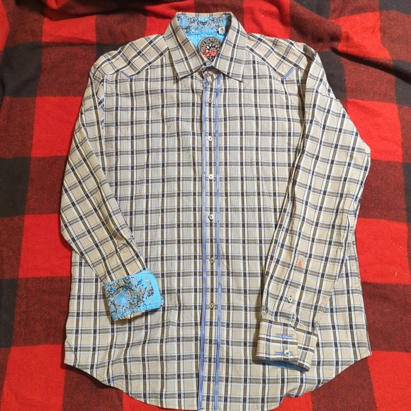 Robert Graham Classic Fit Multicolor Plaid Button Down Shirt Flip Cuff Men's L - Picture 1 of 9